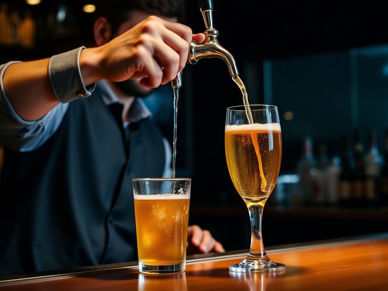Bartender servindo chopp