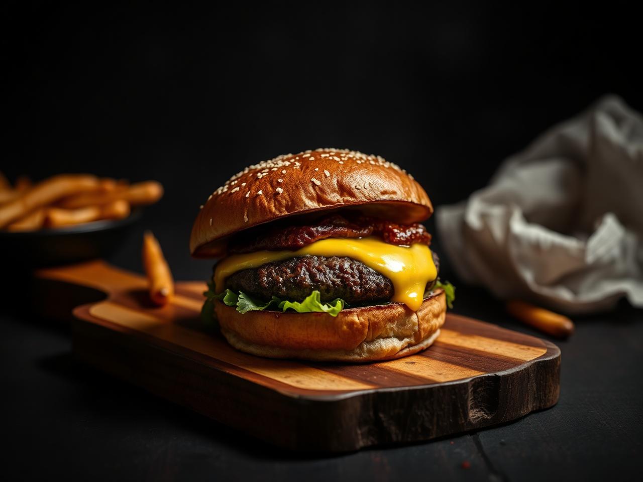 Hambúrguer artesanal smash com queijo derretido
